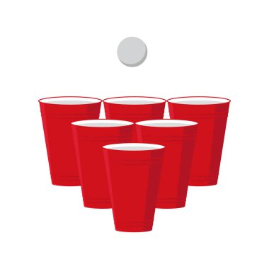 Vector illstration of beerpong game on white background. Isolated.