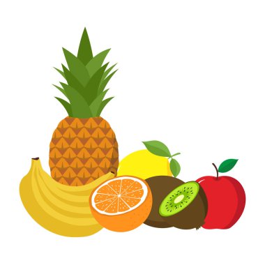 Vector illstration of fruit on white background. Isolated.