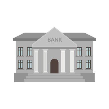 Bank Building. Vector Illustration. Flat Design Style. Isolated.