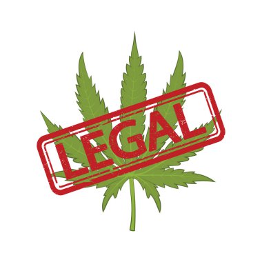 Vector illstration of marijuana legal on white background. Isolated.