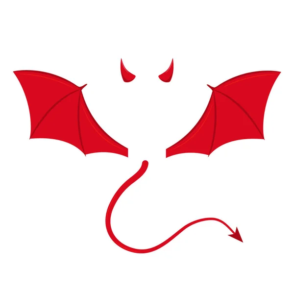 Vector illstration of devil wings with horns and tail. Isolated.
