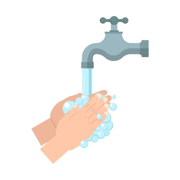 Hands Falling Water Out Tap Vector Illustration — Stock Vector