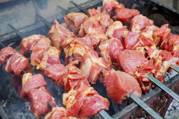 Дрова для барбекю Кебаб жареный на углях . — стоковое фото