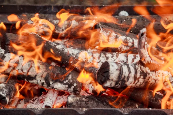 Legna da ardere in fiamme close-up stock photography — Foto Stock
