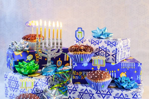 Jewish holiday Hanukkah with menorah traditional
