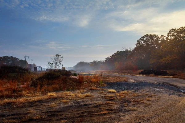 Niebla matutina en ferrocarril — Foto de Stock