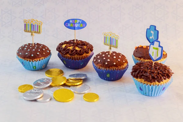 Jewish holiday Hanukkah cupcakes decorated