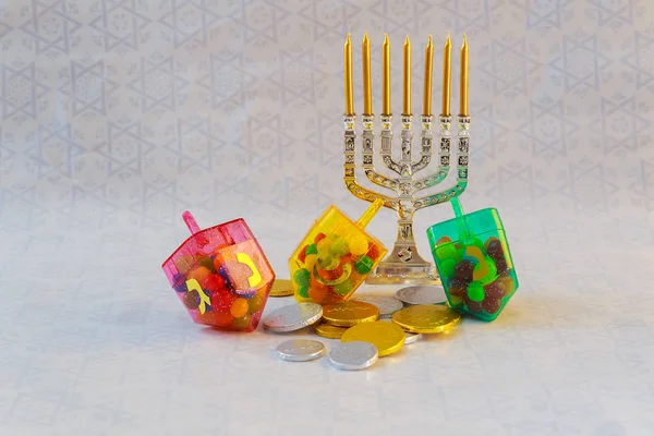 Żydowskiego święta Chanuka celebracja tałesie vintage Menora — Zdjęcie stockowe