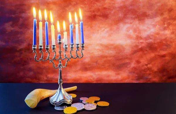 Vintage menorah tallit εορτασμό hanukkah εβραϊκή αργία — Φωτογραφία Αρχείου