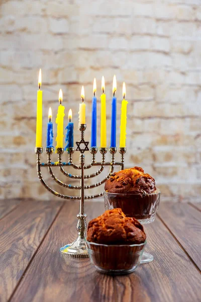 Jewish holiday cupcakes composed of elements the Hanukkah