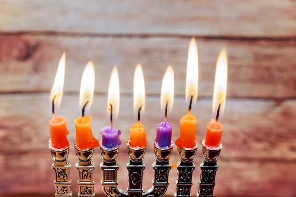 Jüdischer Feiertagsstar der david hanukkah menorah — Stockfoto