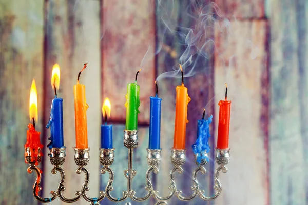 Символи єврейська Ханука, єврейський фестиваль вогнів — стокове фото