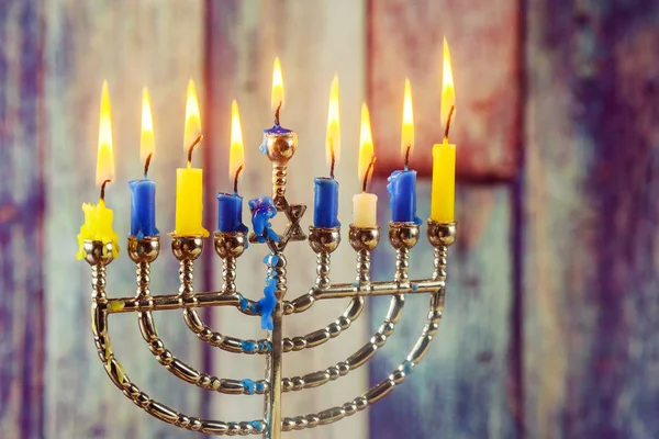 Εβραϊκό σύμβολο Hanukkah, εβραϊκή διακοπές η γιορτή των φώτων — Φωτογραφία Αρχείου