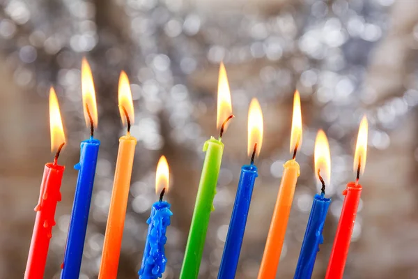Εβραϊκή αργία γιορτή Tallit ανάβοντας κεριά του Χανουκά — Φωτογραφία Αρχείου