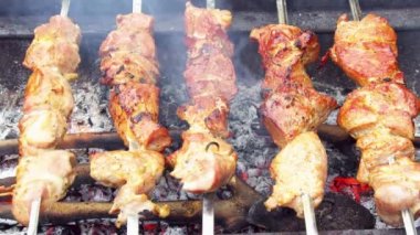 Izgarada ateşte kızartılmış et kebabı