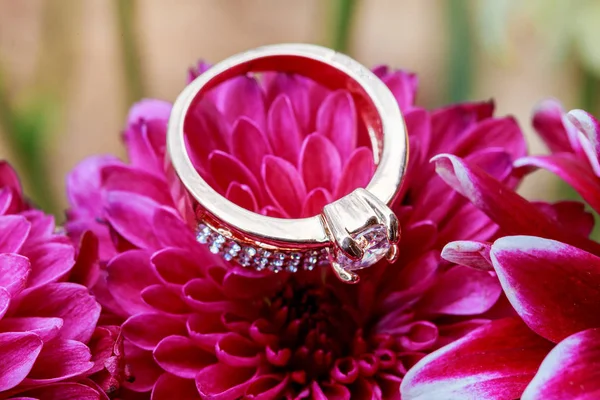 Anello di diamante San Valentino amore fiore — Foto Stock