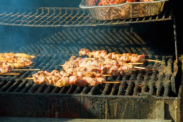 Fresh meat prepared on a grill, outdoor — Stock Photo, Image