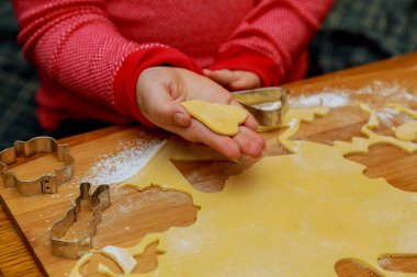 küçük şirin kız kurabiye pişirme koyar