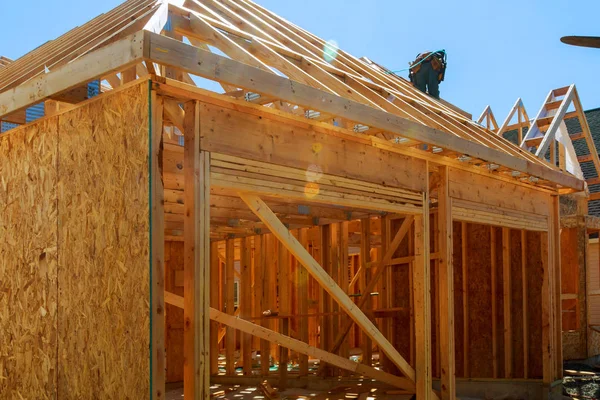 New construction of a house Framed New Construction — Stock Photo, Image