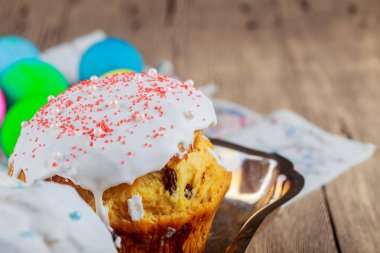 Tatlı Paskalya ekmek Paskalya arka plan üzerinde