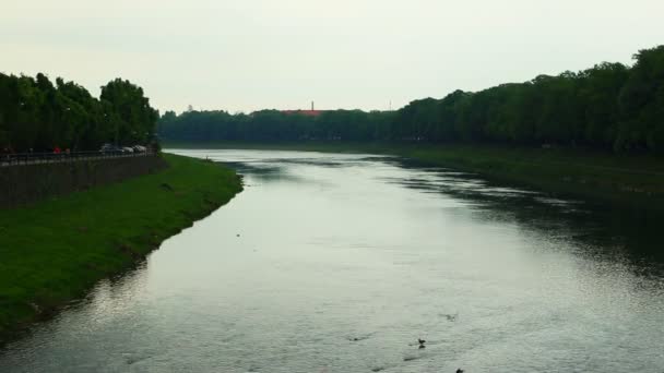 Uzhgorod, Ucrania - 27 de abril de 2017: Uzhgorod city spring river Uzh European city — Vídeos de Stock