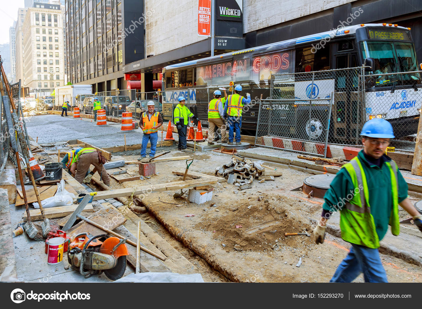 NEW YORK CITY, USA - 04, 2017 : Road Construction and Road Works in