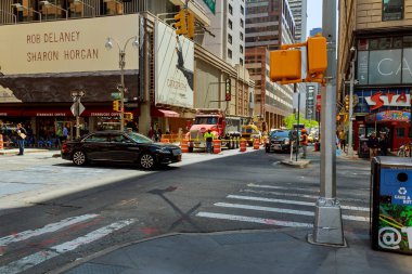New York City, Amerika Birleşik Devletleri - 04, 2017: yol çalışmaları Manhattan, New York City yol inşaat