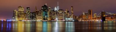 New York City manhattan buildings skyline night evening clipart