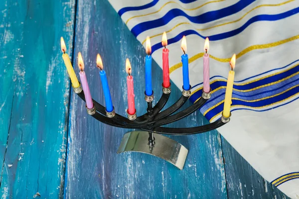 Davidster Chanoeka menorah — Stockfoto