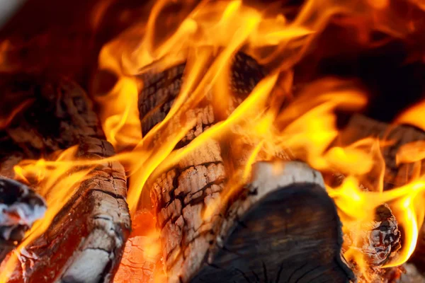 Heißer Kamin voller Holz und Feuer mit dem Klang — Stockfoto