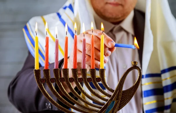 Verlichting Menoral Kaarsen Joodse Kaarslicht — Stockfoto
