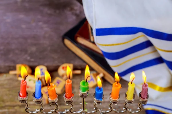 Davidster Chanoeka menorah — Stockfoto