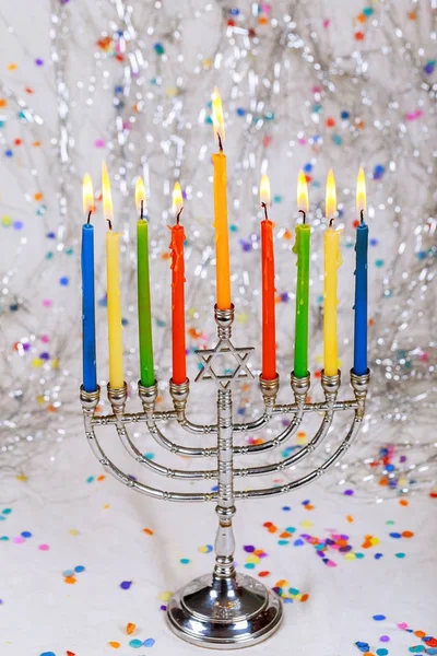 Férias Judaicas Símbolo Férias Hanukkah Festival Judaico Luzes — Fotografia de Stock