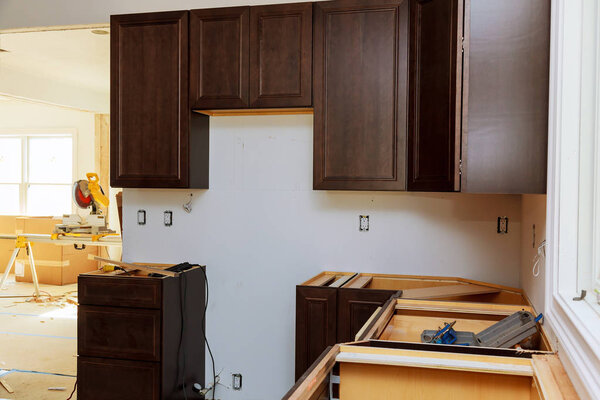 Interior design construction of a kitchen with cooker extractor