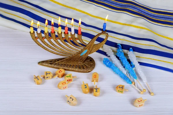 Davut'un yıldızı Hanukkah menorah — Stok fotoğraf