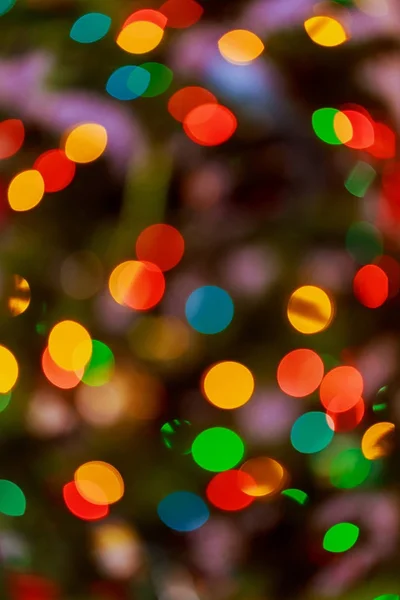 Defocused Abstract Red Yellow Christmas Background Defocused Ligths Christmas Tree — Stock Photo, Image