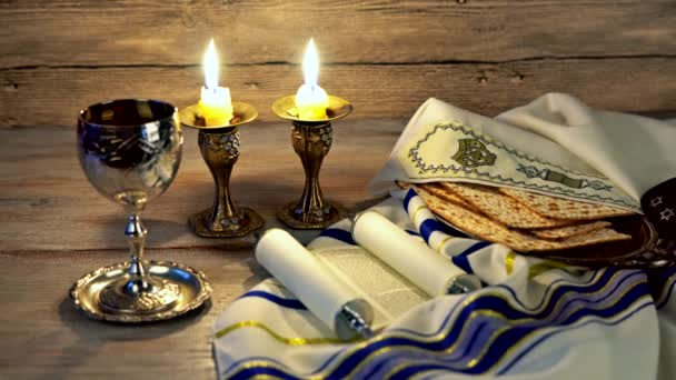 Judiska semester firande shabbat eve tabell — Stockvideo