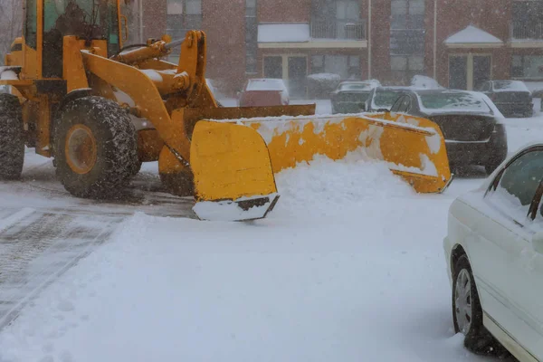 Maszyny Pług Śniegu Czyszczenie Dróg Usuwając Śnieg Międzymiastowych Autostrady Zima — Zdjęcie stockowe