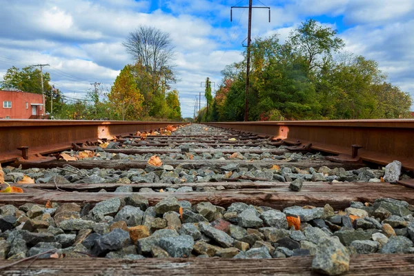 Ferrovie Sotto Sole Ferrovia Strada Stazione Viaggio Metropolitana Rotaie Attesa — Foto Stock