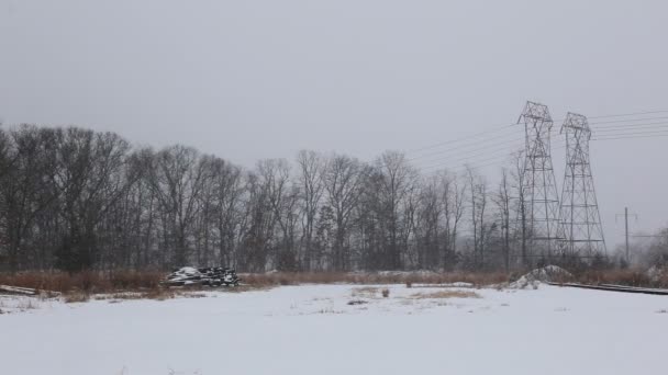 雪覆盖铁路道口 — 图库视频影像
