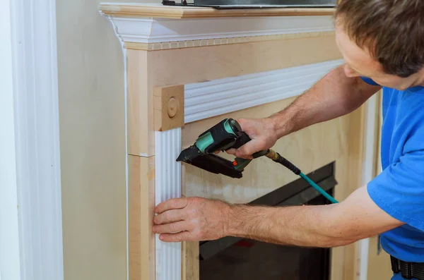 Framed Home Showing Installation Moldings Fireplaces — Stock Photo, Image