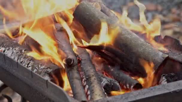 Embers e cenere di possente grande camino in fiamme SLOW MOTION hd video — Video Stock