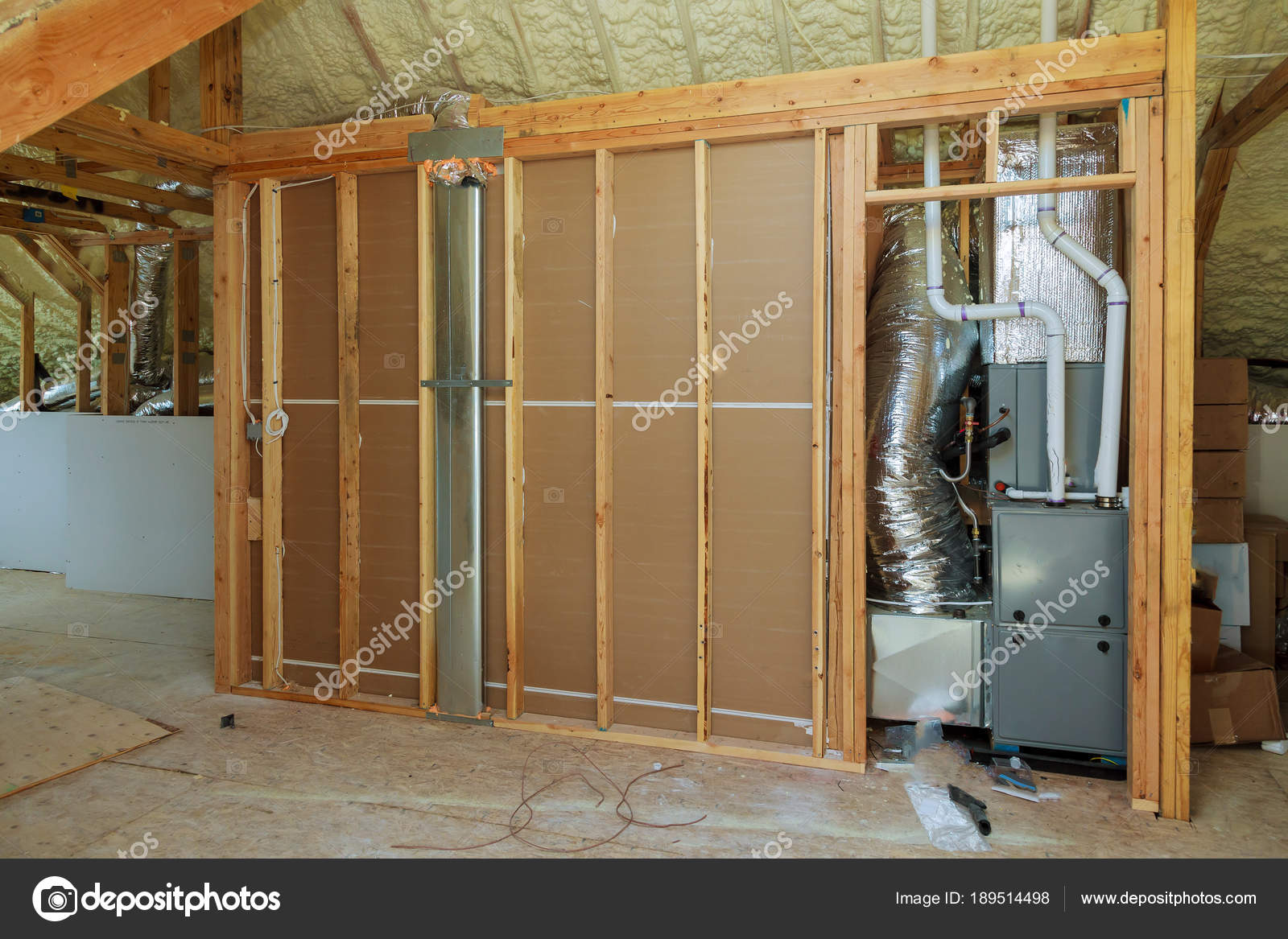 Open Ac Heating Vent And Tubing In Ceiling Of New Home