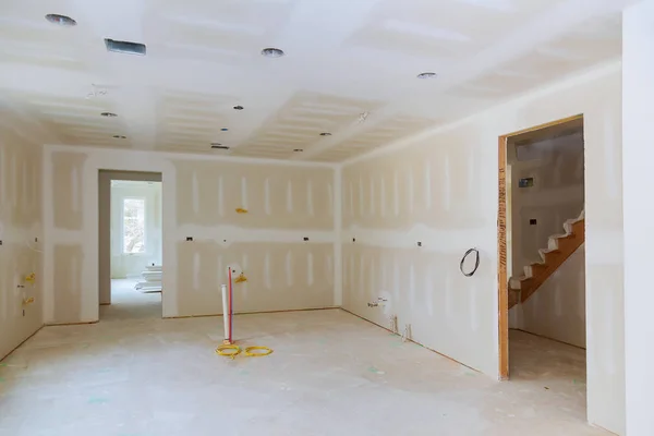 Drywall is hung in kitchen room remodeling project — Stock Photo, Image