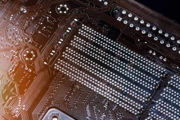 Circuit board. Elektronische computer hardware technologie. Digitale moederbord chip. Technische wetenschap achtergrond. Integrale communicatieprocessor. — Stockfoto