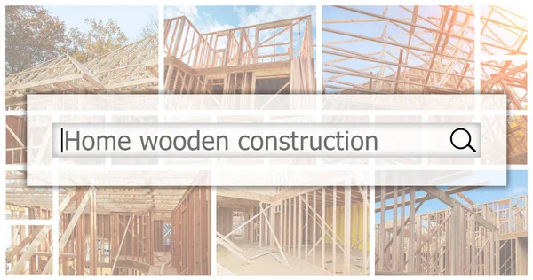 Wood Building frame at Multi-Family Housing Construction Site post and beam construction The concept of service for dating photo collage