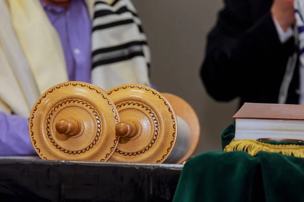 Barmitzvah Reading Torah Scrolls Western Wall Holy Synagogue Orthodox Jews — Stock Photo, Image