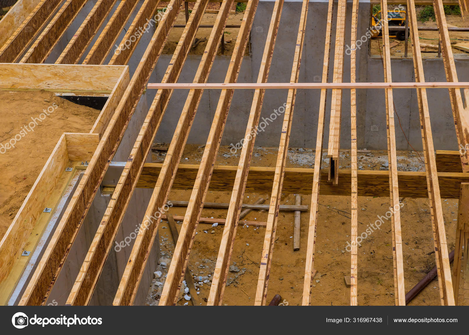 House Framing Floor Construction Showing Joists Trusses Stock