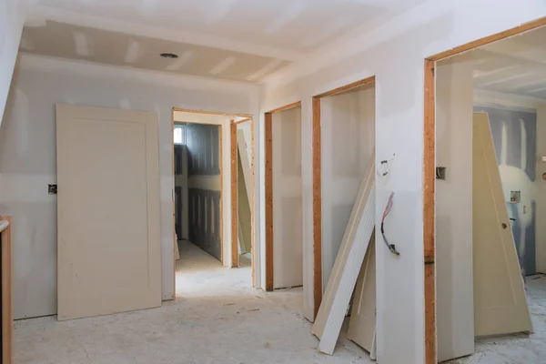 Indústria nova casa construção interior drywall acabamento — Fotografia de Stock