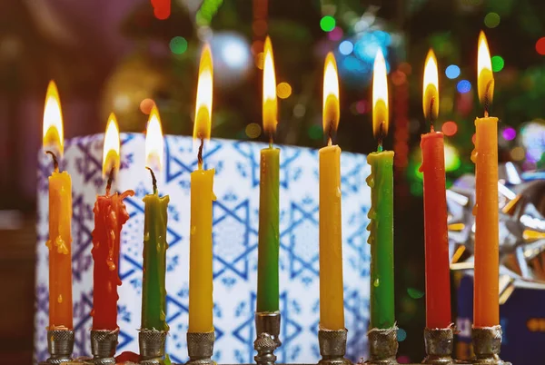 Chanuka menora symbol židovství tradiční svátky — Stock fotografie